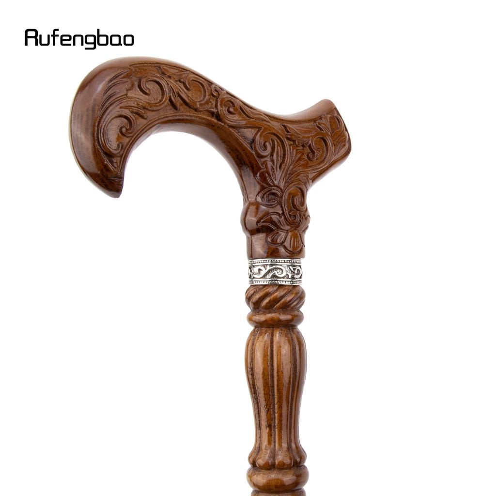 Flower Brown Wooden Fashion Walking Stick Decorative Vampire Cospaly Party Wood Walking Cane Halloween Mace Wand Crosier 93cm