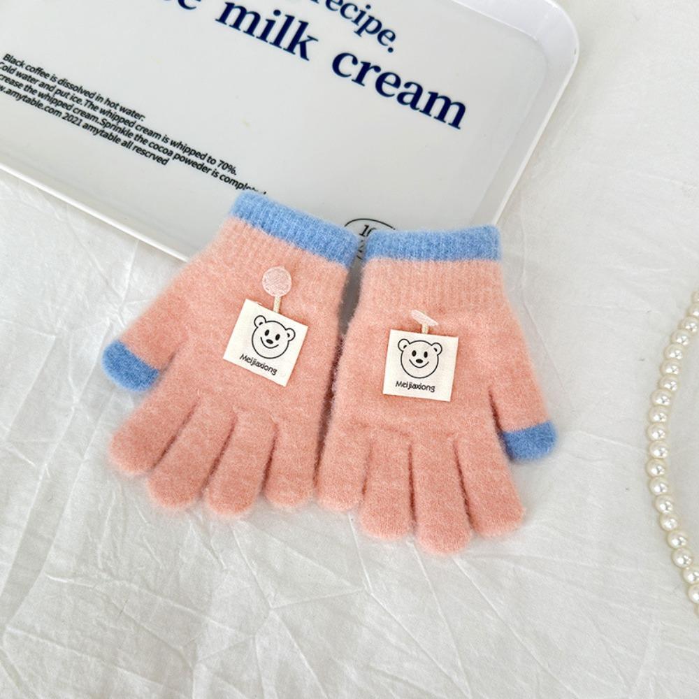 3-8 Years Old Thicken Velvet Children Knitted Gloves Elastic Winter Warm Gloves