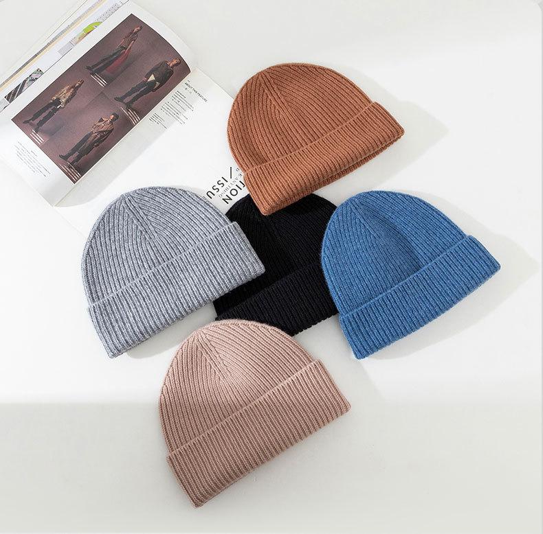 Classic Ribbed Knit Beanie-Unisex 100% Wool Hat for Autumn/Winter Business & Travel One Size Fits Most