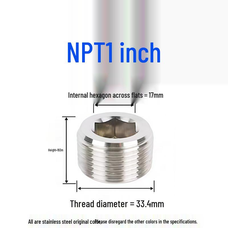 304 Stainless Steel Hex Socket Pipe Plug, Threaded Blind Plug, Oil Plug, Throat Plug In Sizes: 1/8", 1/4", 3/8", 1/2", 3/4".