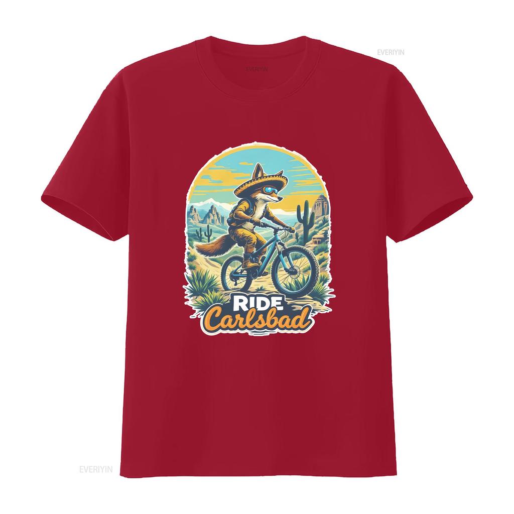 Ride Carlsbad Fox Fun Usa Bike Cycling Animal T Shirt Vintage Slightly Homme Versatile Unisex Stretched