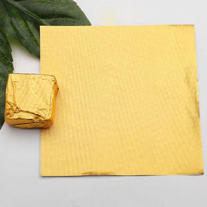 3 Beutel Folien-Süßigkeitenpapier Gold Aluminiumfolien Papier Schokoladen-Süßigkeitenpapier für Selbstgemachtes Süßigkeiten-Geschenk Dekorationen
