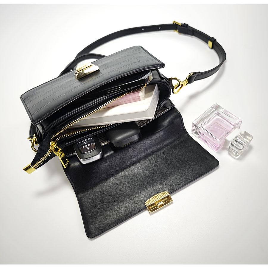 Fengerluoer Μικρή Τσάντα Χειρός με Μοτίβο Κροκοδείλου: Δερματίνη PU, Κλείδωμα Ασφαλείας, Γυναικεία Τσάντα Χιαστί Τετράγωνη για Μετακινήσεις