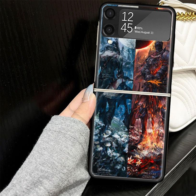 Dark Souls Game Case for Samsung Galaxy Z Flip7 Flip6 Flip5 Flip4 Flip3 5G Hard Phone Shell Z Flip 7 6 5 4 3 Black Cover