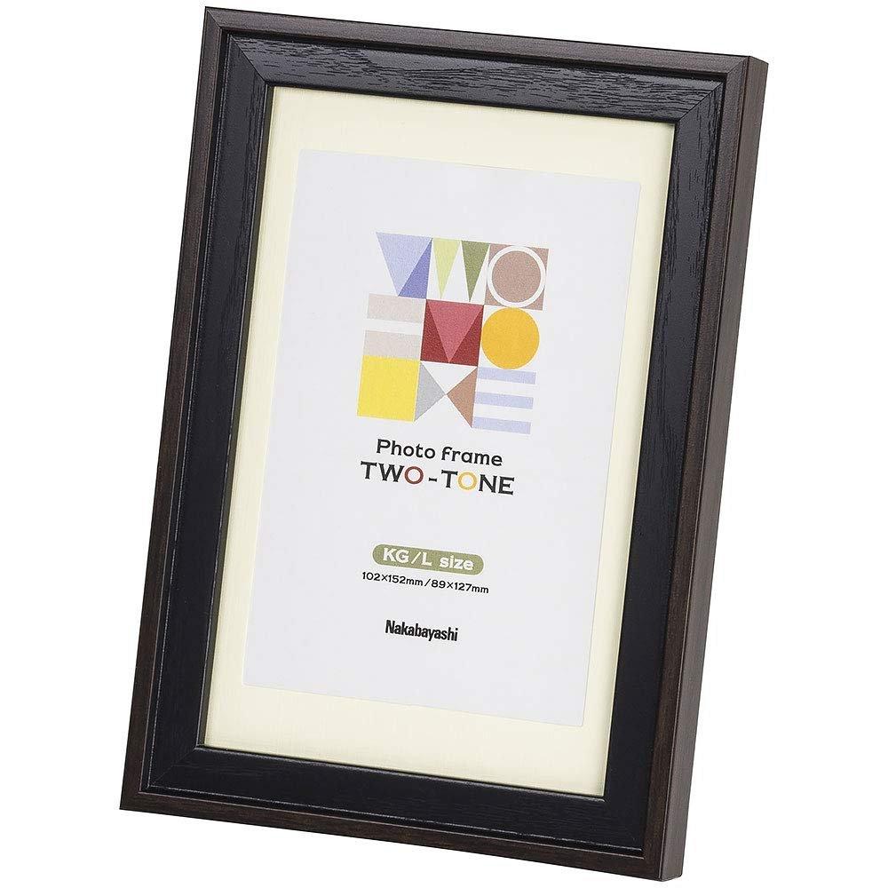 Nakabayashi Two-Tone Photo Frame KG L Size Black F-TMS-211-D Picture Frame with Stand and Hanging Hook