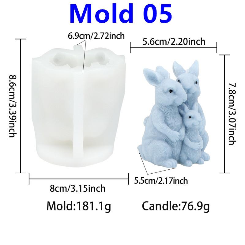 Easter Couple Rabbit Silicone Candle Mold DIY Hugging Rabbits Rabbit Family Designs Handmade Candles Gypsum Crafts Easter Gifts