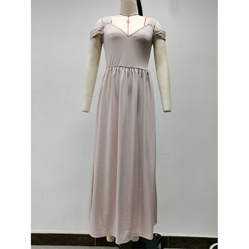 Summer  V-neck Printed Long Dress Temperament Sleeveless Split Sexy Dress Casual Folds Elastic Waist Off Shoulder Dress 26190