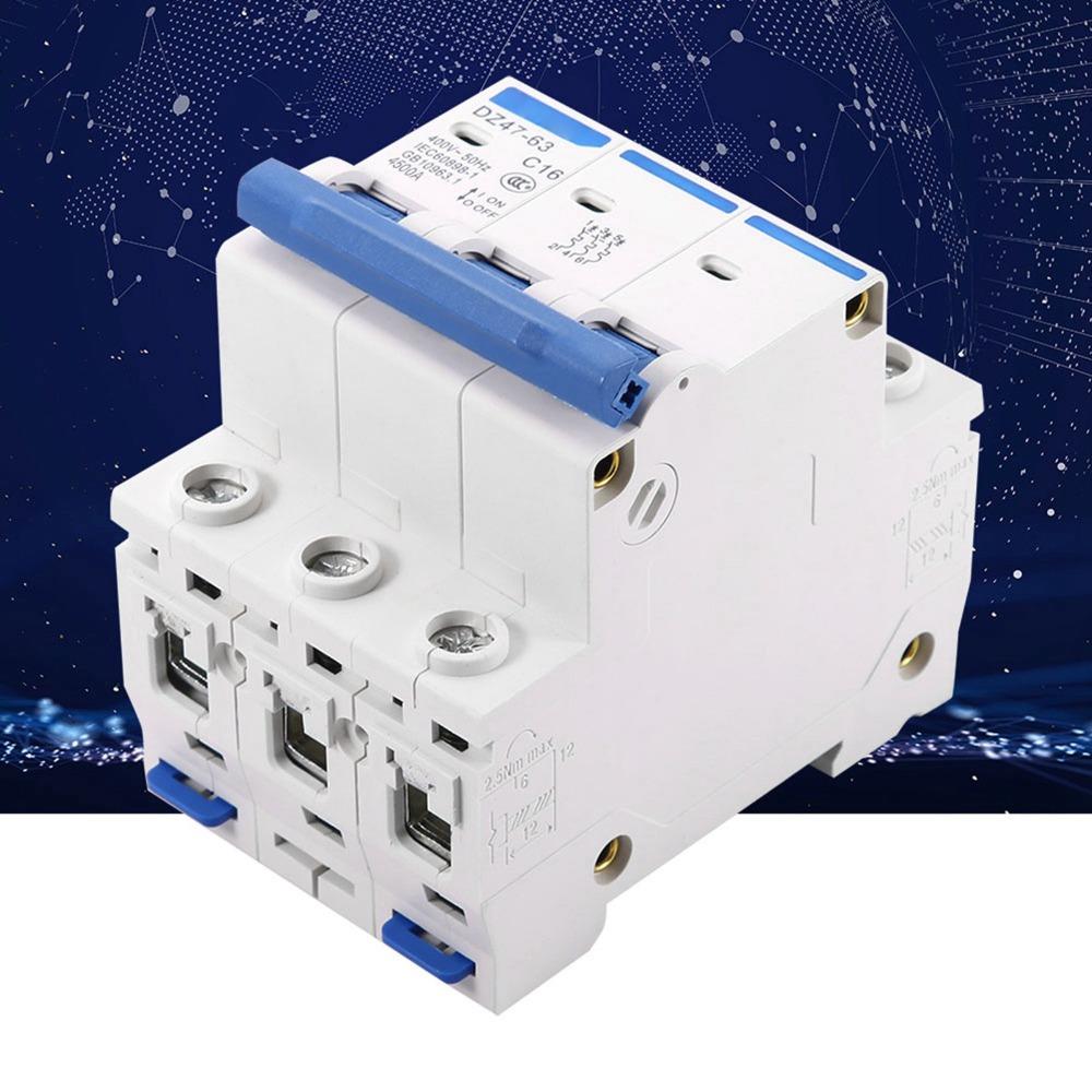 Reliable Performance DZ47-63 3P Miniature Circuit Breaker 16A AC 400V MCB 35mm DIN Rail Mini Circuit Breaker Industrial Use