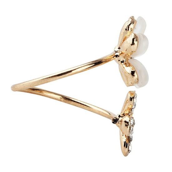 Элегантное двойное кольцо с цветком ромашки, 1 шт., регулируемое открытое кольцо со стразами, ювелирные изделия