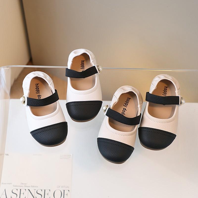 Japanese Style Soft Kids Fashion Simple Leather Stitching Non-slip 2024 Summer New Versatile Princess Flats Girls Casual Shoes