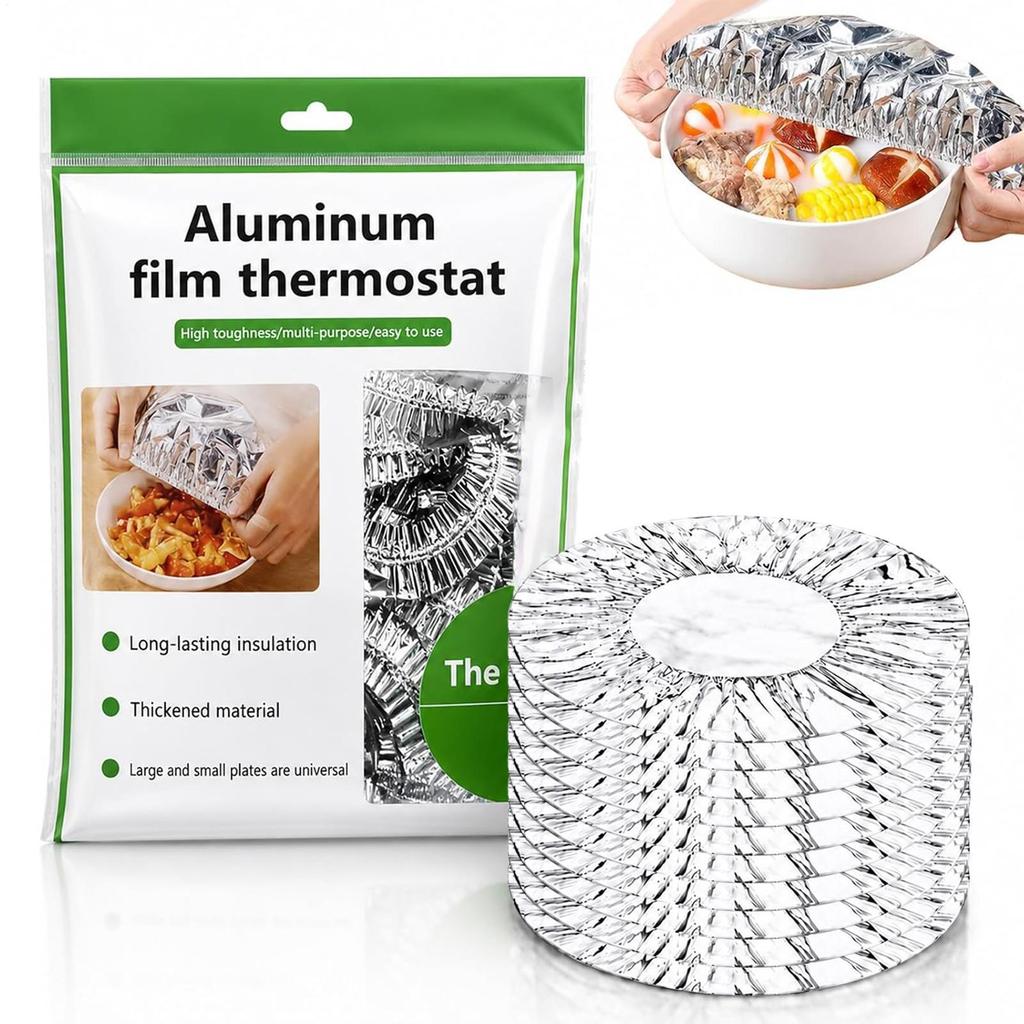 10pcs Aluminum Foil Food Covers Reusable Elastic Insulated Lid Freshness Preserving Bowl Covers For Home Kitchen Picnic