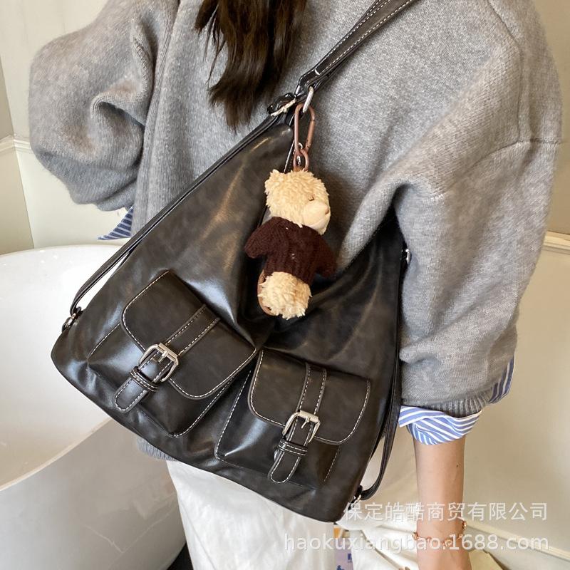 Tote Bag Women's Large Capacity 2025 New Autumn and Winter Retro Shoulder Commuter Bag Casual Texture Multi-functional Backpack