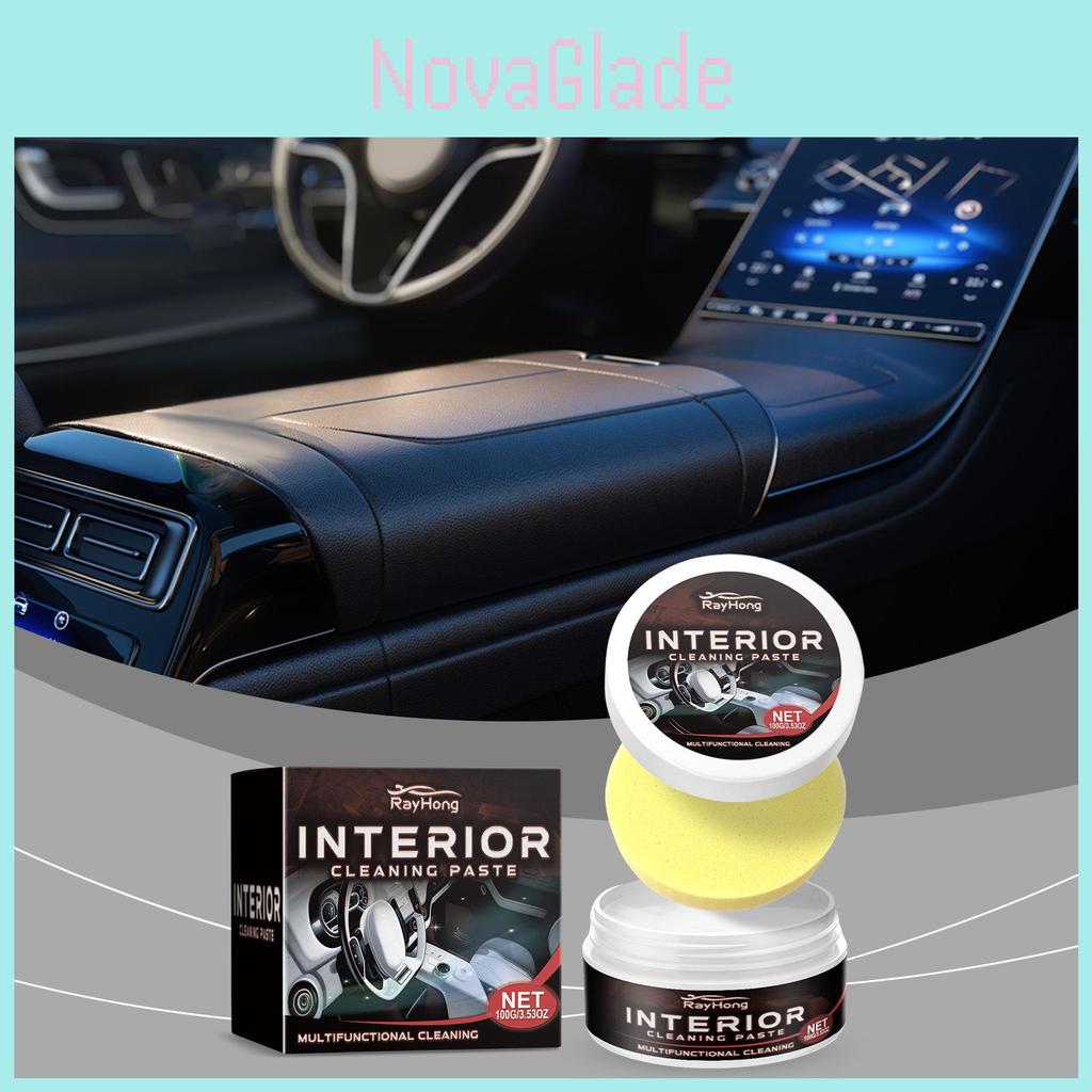 Rayhong Car Interior Cleaning Paste Premium Foam Leather Cleaner For Seats 100g With Sponge