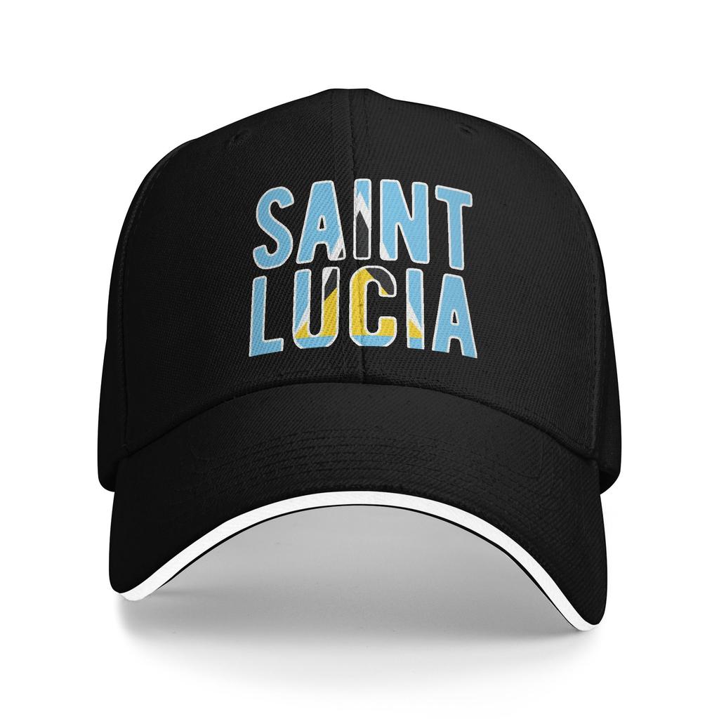 Saint Lucia Coat of Arms Baseball Cap Fashion  Sandwich Hat for Unisex Women Adjustable Hats Cap Outdoor