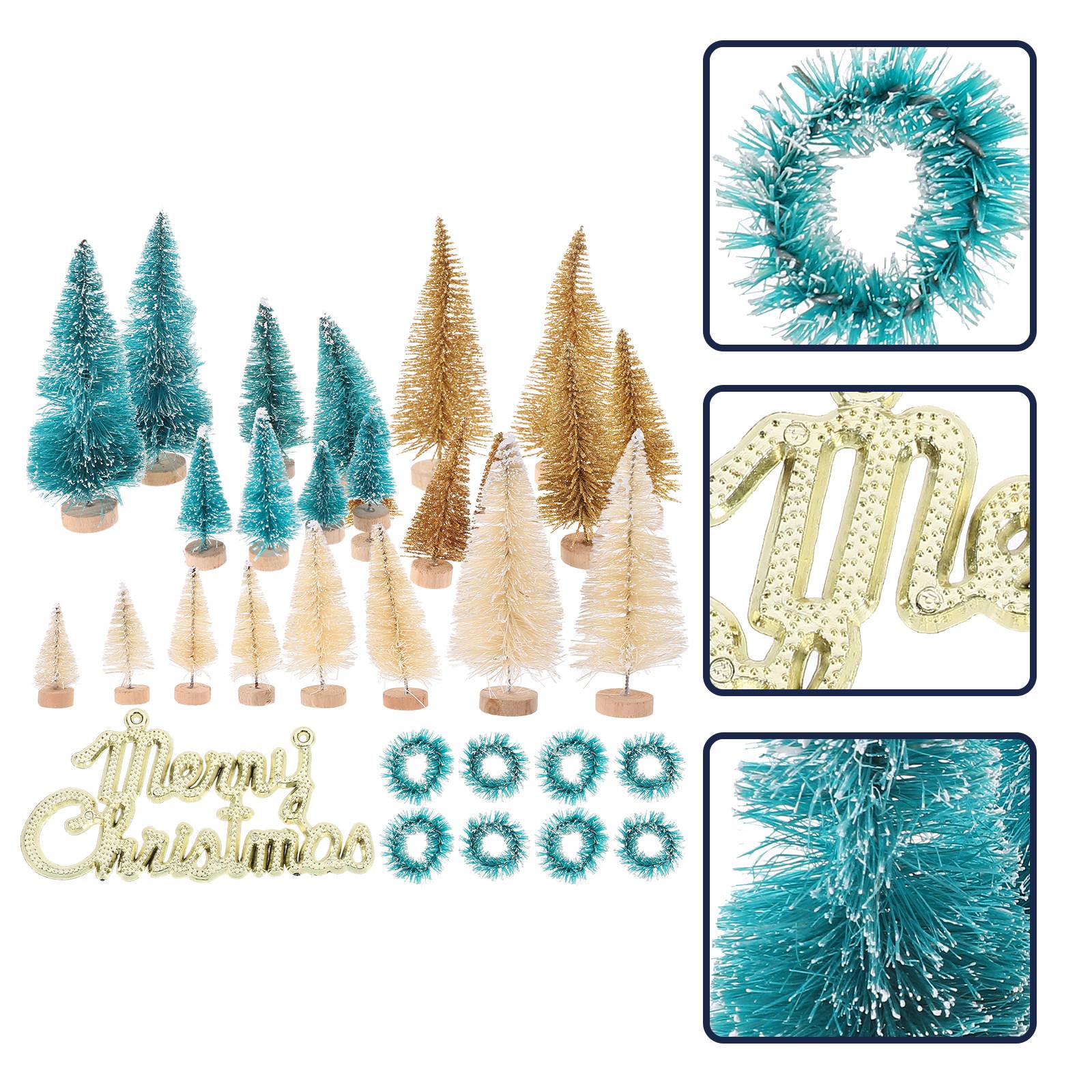 

1Set Mini Pine Christmas Tree Artificial Tabletop Xmas Decor Small Wood Base Holiday Party Ornament Festive Home Decoration other