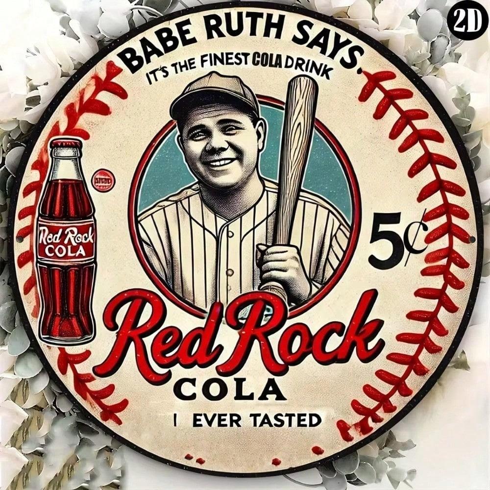 

Vintage Red Rock Cola Baseball Metal Tin Sign Retro Round Waterproof Wall Decor Home Bar Man Cave 20x20 різнокольоровий