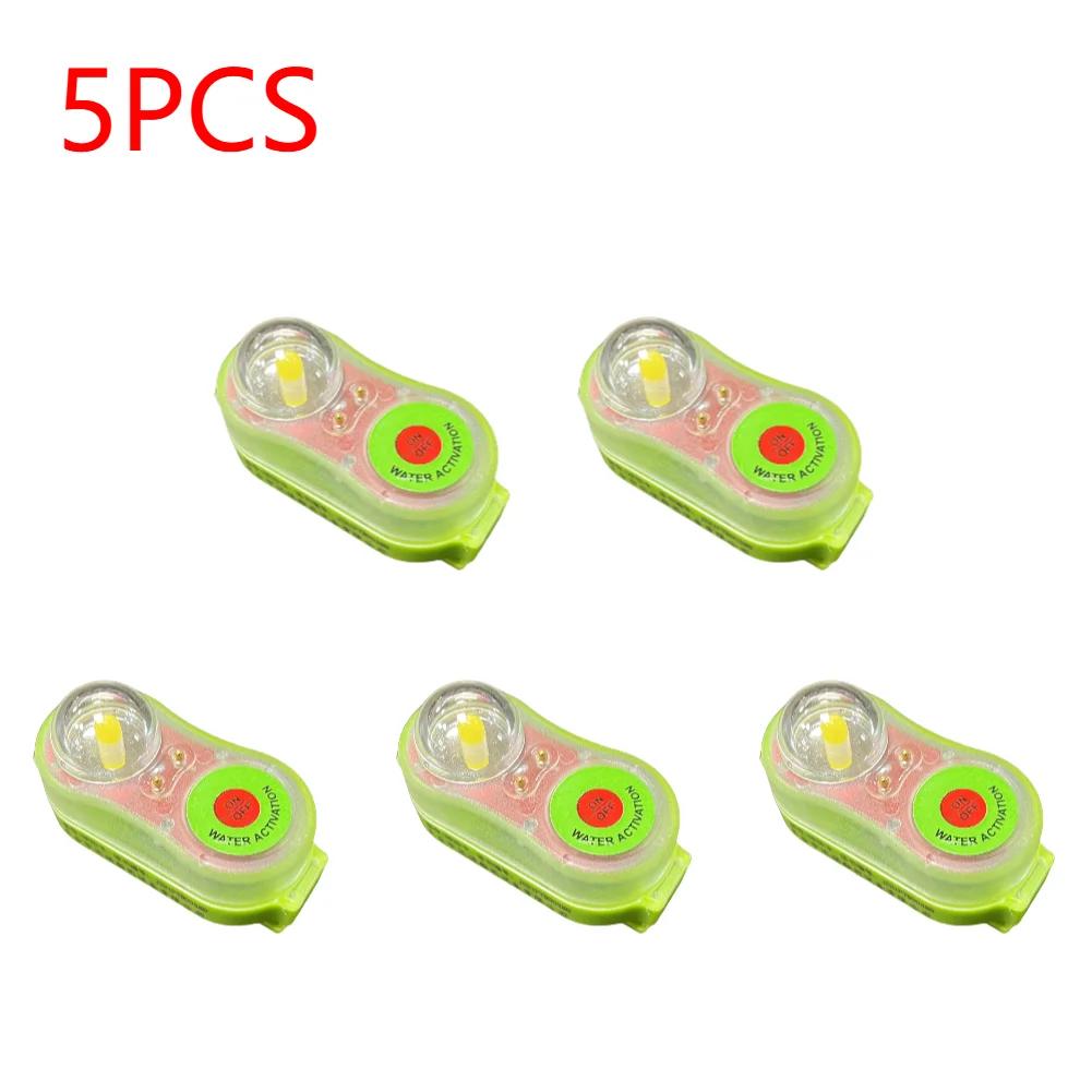 1-5Pcs LED Lithium Seawater Self-Lighting Light Life Jacket Light Waterproof Plastic Life-saving Vest Lamp For Adults Children
