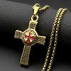 Red Enamel Knights Templar Cross Shield Pendant Necklace Stainless Steel Celtic Knot Latin Inscription Chains Amulet Jewelry
