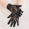 Elasticated Lace Gloves Gothic Skull Crosses Pattern Costume Party Essential for Halloween Event and Themed Performances
