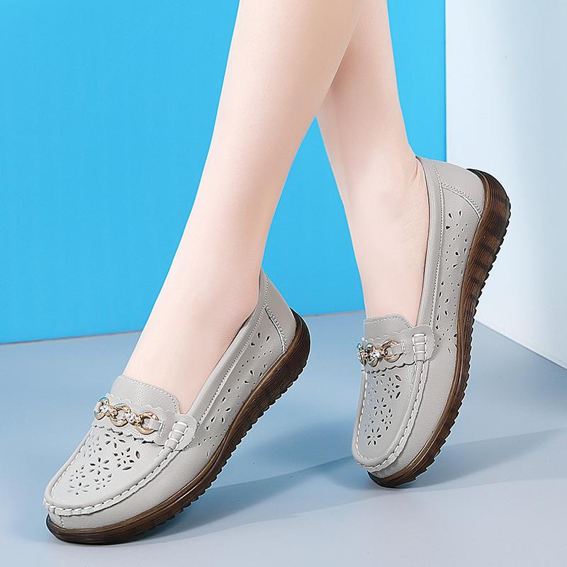 Cow tendon sole shoes are not tired of feet, leather shoes, single shoes, medium and soft soles, Doudou shoes.