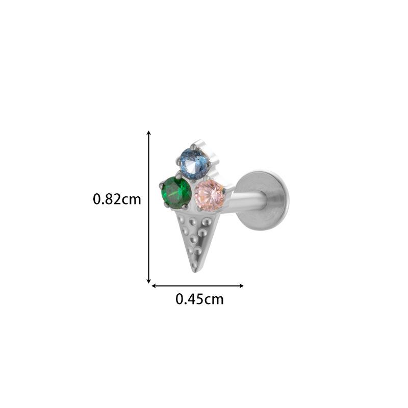 Henson F136 Titanium Micro-Paved Zirconia Heart Flat Back Internal Thread Cartilage & Lip Stud.