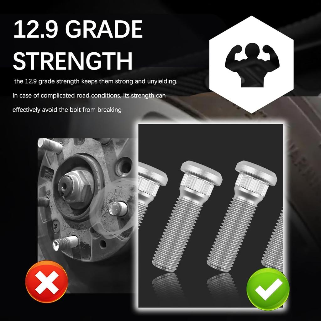 6PCS Trailer UNF 1/2 20 Wheel Studs,Heavy Duty Wheel Bolts Load 2000-7000 Lb Axles With Length 2.11"/Spline Diameter 0.56"/Stud Head