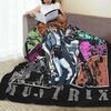 Black Cool KPop Devil Hunter Anime Flannel Blanket Soft and Warm Portable Home Travel Camping Sofa Picnic Soft and Comfortable D