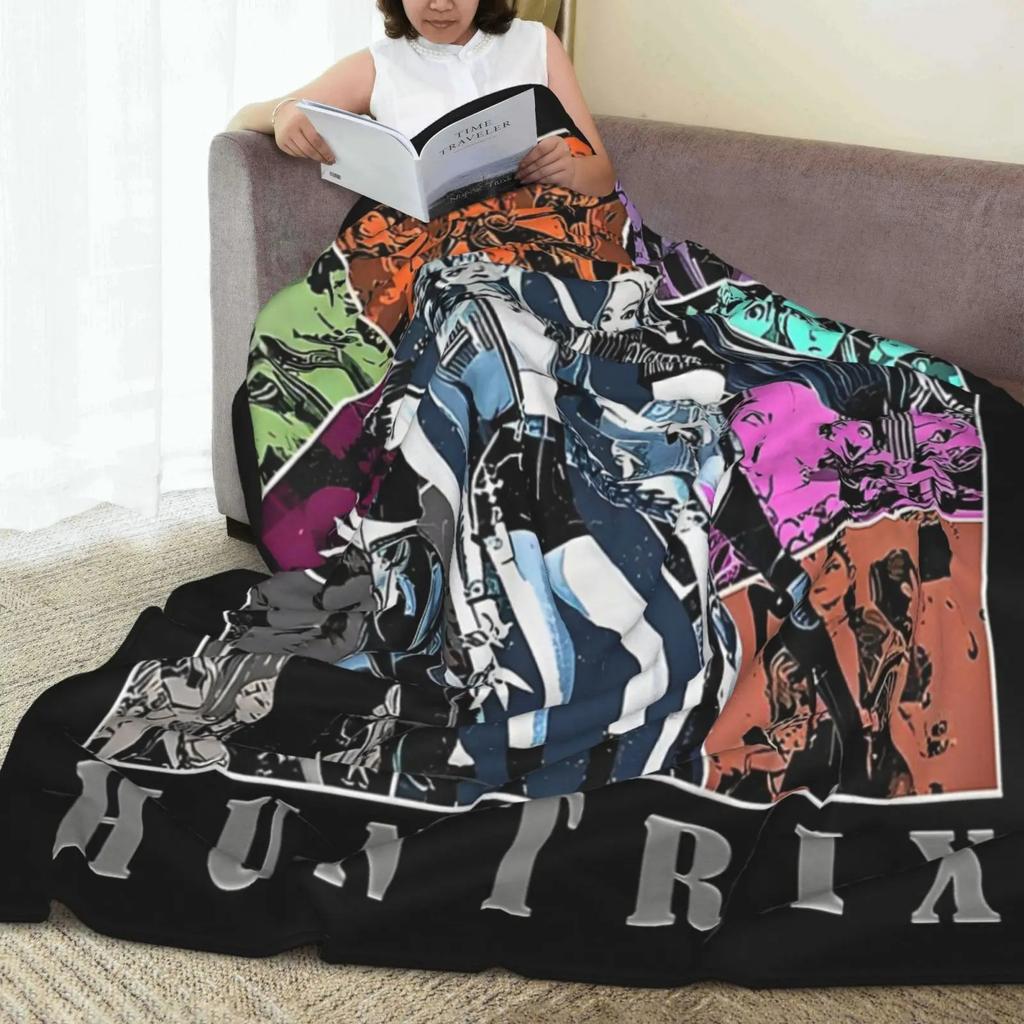 Black Cool KPop Devil Hunter Anime Flannel Blanket Soft and Warm Portable Home Travel Camping Sofa Picnic Soft and Comfortable D