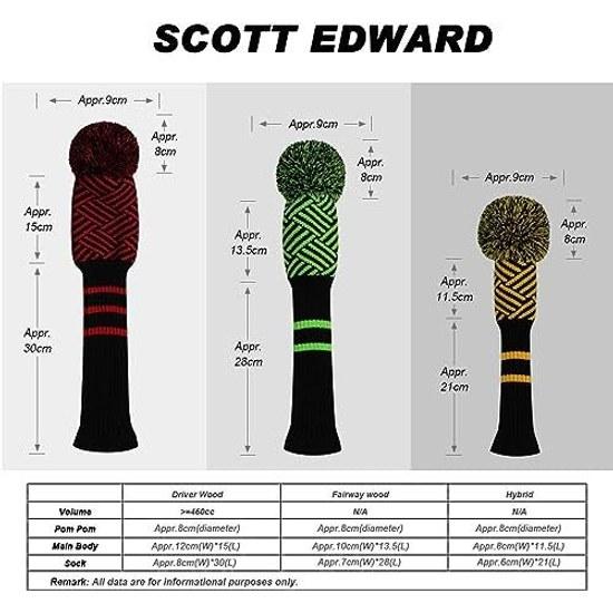 Scott Edward golf club head cover single item double knit compatible driver fairway wood hybrid soft stylish washable unisex