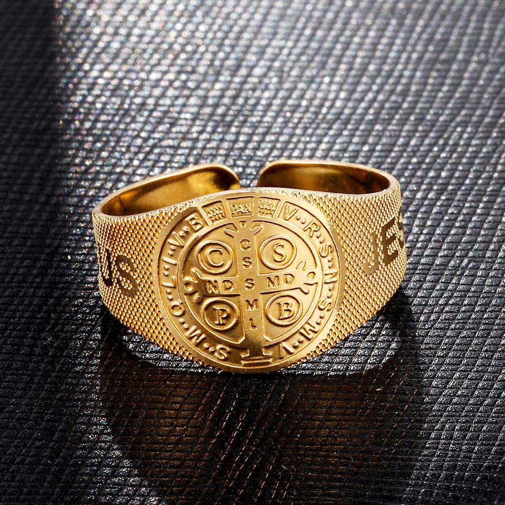 Open Design Hammered Exorcist Stainless Steel Retro Ring with Unique Personality