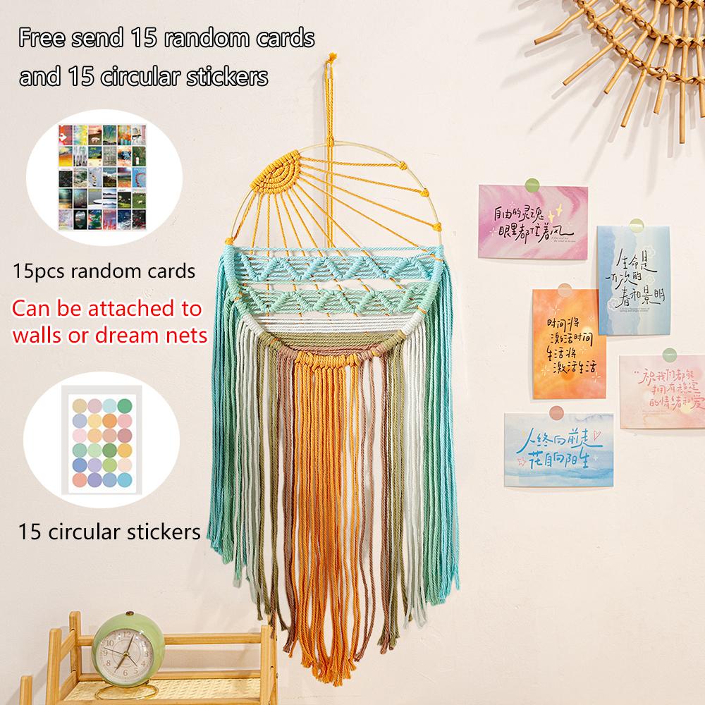 Ручная вышивка Хлопковый Канат Рассвет Закат Гобелен Богемный Цветной Рассвет Закат Настенное Искусство с Кисточкой Декоративный Ловец Снов