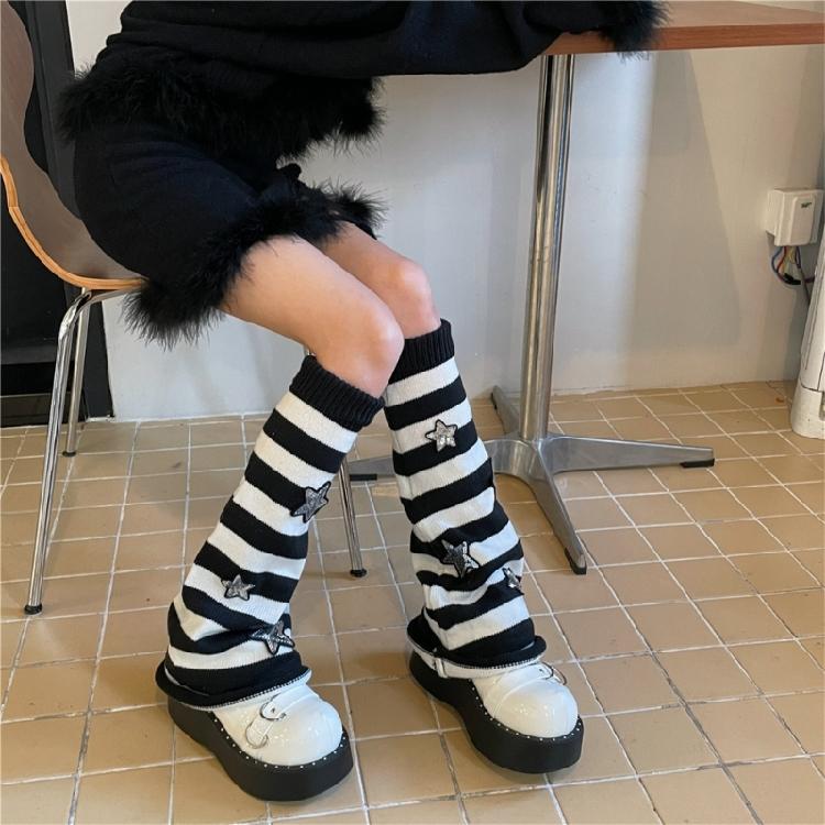 Star Striped Leg Warmers for Women-Lolita Boot Stockings 80s Party Legwarmers
