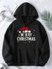 Men'Ssm Hooded Sweatshirt Soft Hoodie with Merry Christmas Print Pocket & Drawstring Hood Hoodie Outdoor Hoodies Pullovers And Swe