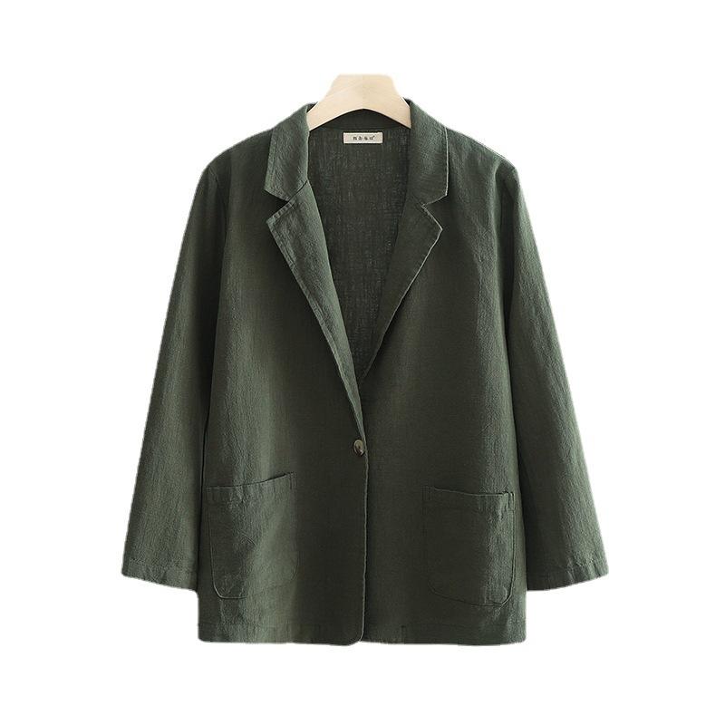Women's Lapel Long Sleeve Twill Blazer Loose Plus Size