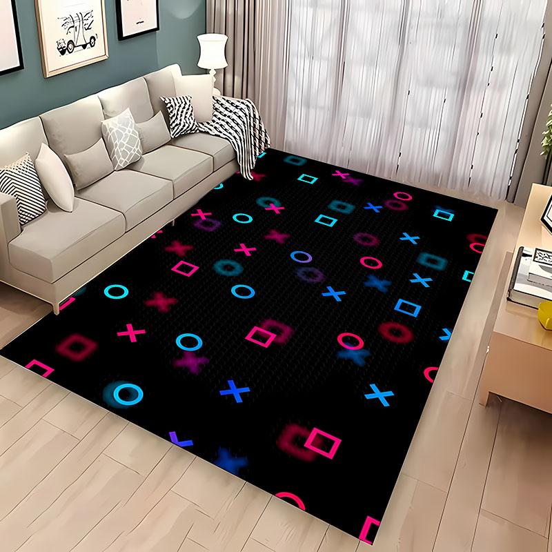 Cartoon Gamer Gamepad Rug Non-Slip Floor Mat for Kids Bedroom Living Room Sofa Kitchen Decor
