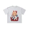 260 GSM Double Yarn 32 Count 100% Cotton Chainsaw Man V51 Power Print Unisex Heavy Cotton T Shirt… More