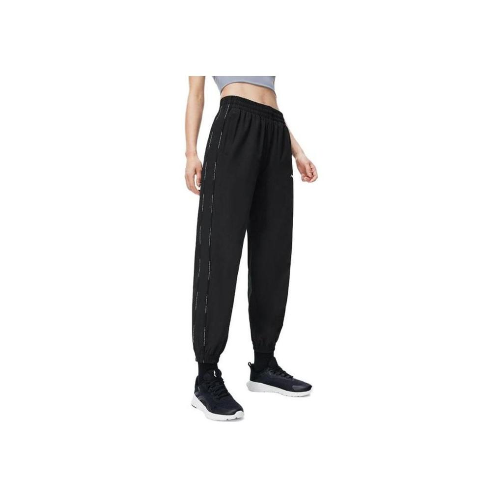 Li Ning Fitness Series Solid Color Quick-Dry Cool Loose Sports Pants Women Pants Black AYKT216-1