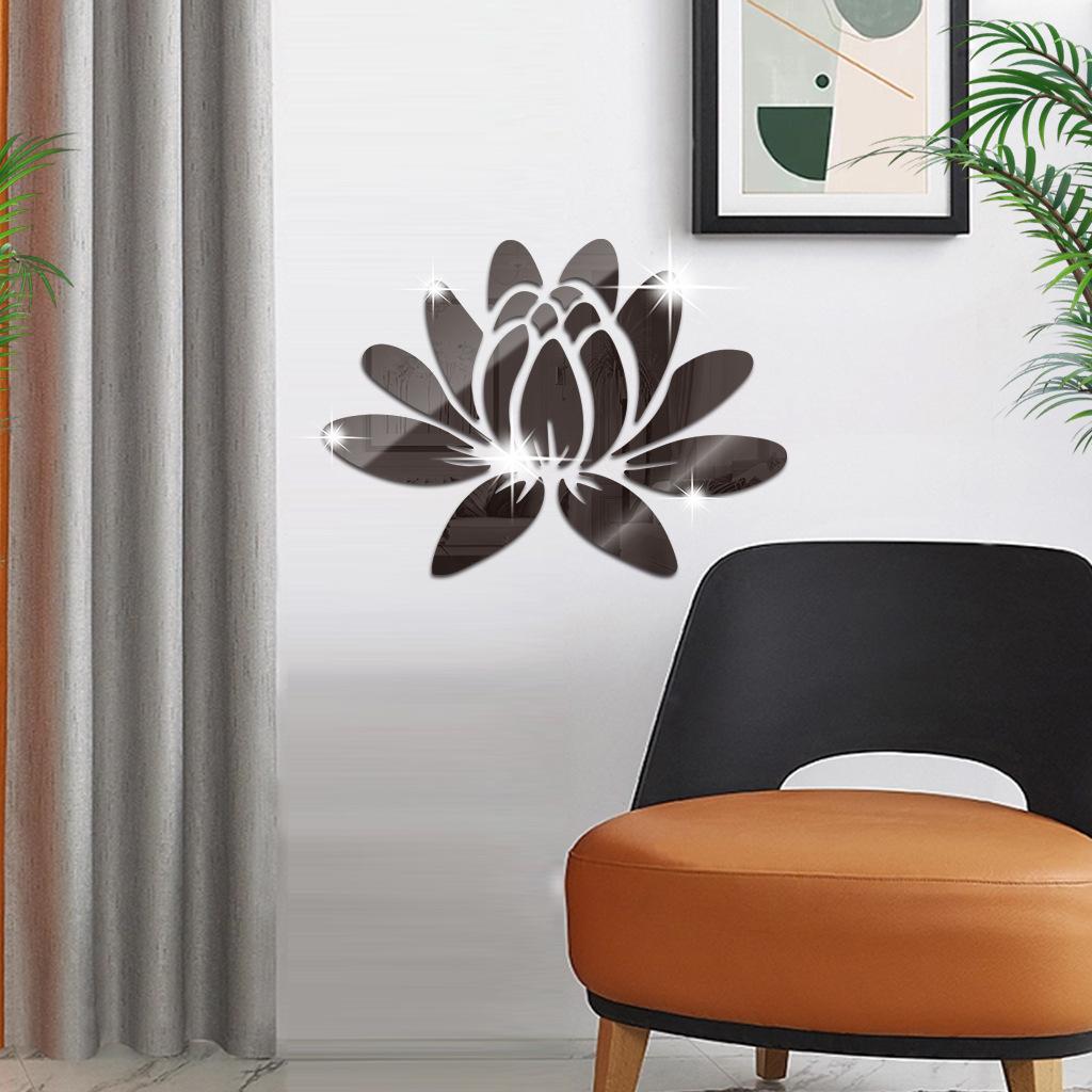 3D Mirror Wall Sticker Lotus Flower Removable Acrylic Art Mural Decal Stickers For Living Room Bedroom Home Decorations