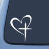 1pc Heart & Cross Car Sticker for Laptop, Truck, Vinyl Decal, Window Decoration, Stylish Waterproof White Stickers
