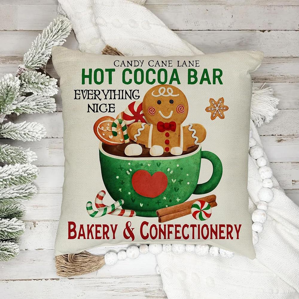 Gingerbread Delights: Festive Christmas Pillowcases with Baked Goodies Designs Sofas, Bedroom Pillow Covers, Holiday Gifts