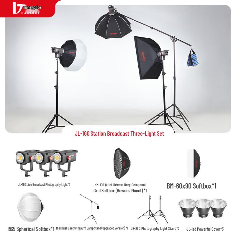 JINBEI JL160W LED Photography and Live Stream Lighting Kit