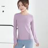 Peach Lulu Yoga Long Sleeve Mesh Sports Top - Quick Dry, Breathable, Round Neck Fitness Wear