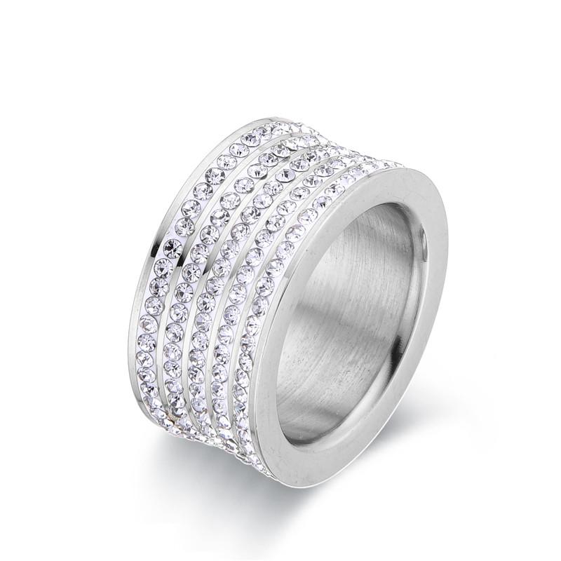 

FYSARA Новое кольцо на палец с 5 рядами циркониевых кристаллов для женщины, изысканный счастливый подарок, роскошное обручальное кольцо из нержавеющей стали, оптом 8 медный