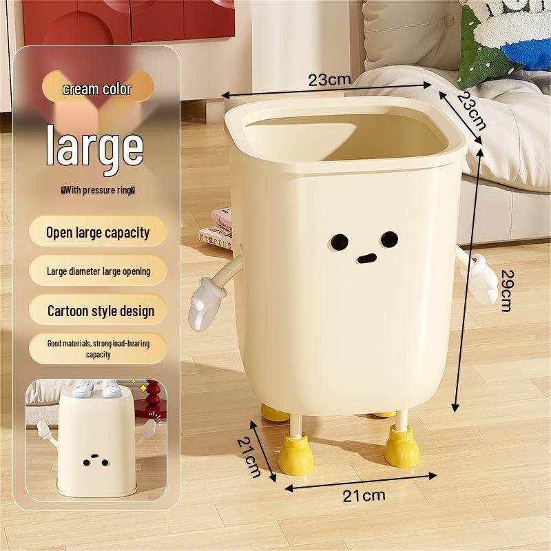 Cute Cartoon Trash Can with Paper Holder - Large Capacity for Home, Dorm, or Bedroom Use