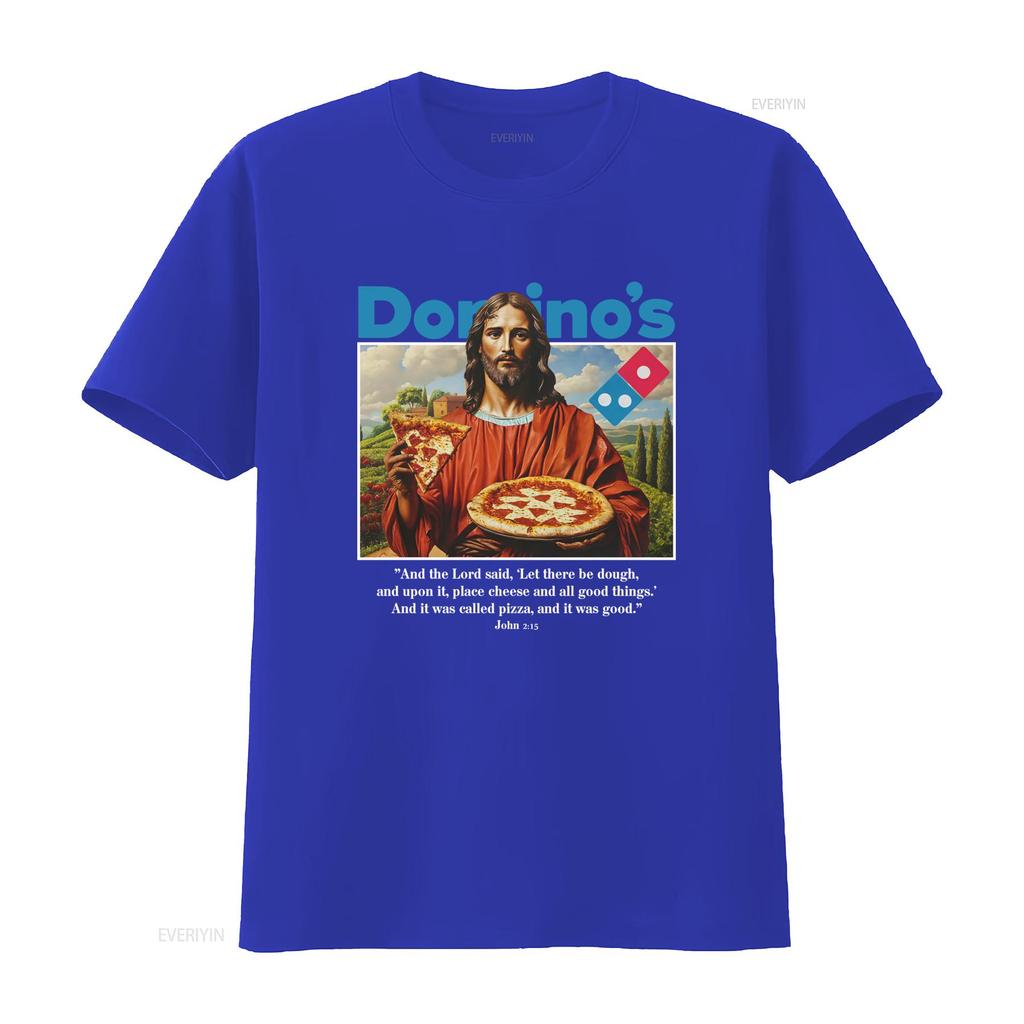 Dominos T Shirt Funny Jesus Pizza Design 55 vintage Washed designer clothes Unisex Stretched graphic Comfortable Stylish