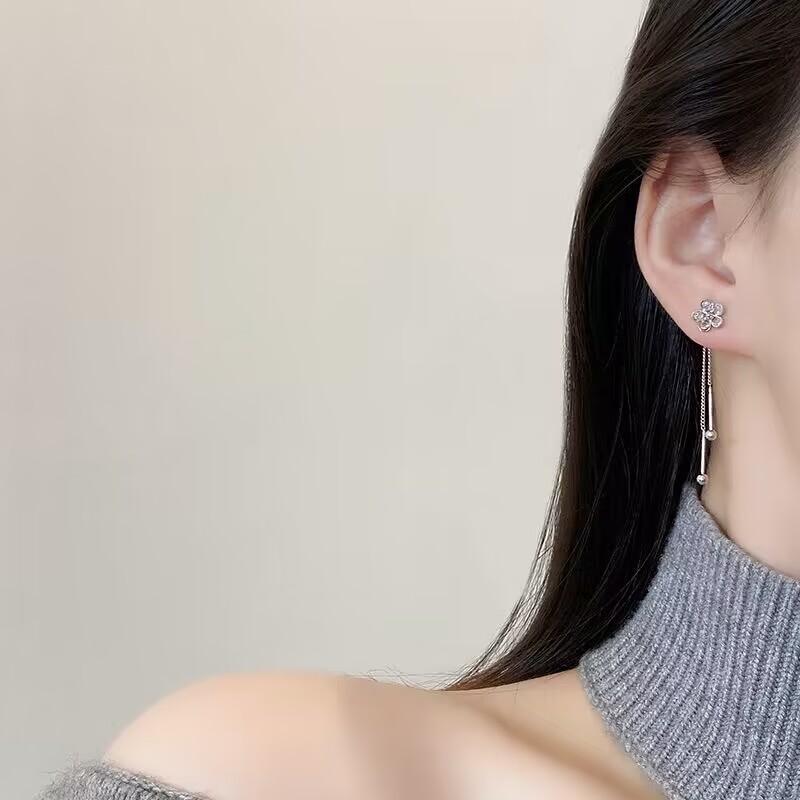 New Trend Sparkling Long Tassels Dangle Earrings For Women Elegant Crystal Flower Pendant Earring Party Wedding Jewelry