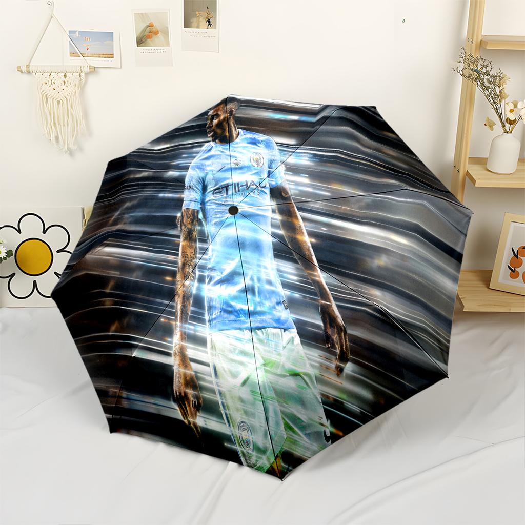 Football Player Action Compact Travel Automatic Umbrella Compact 8-Rib Lightweight Compact Design All-Season Travel Stylish Accessory