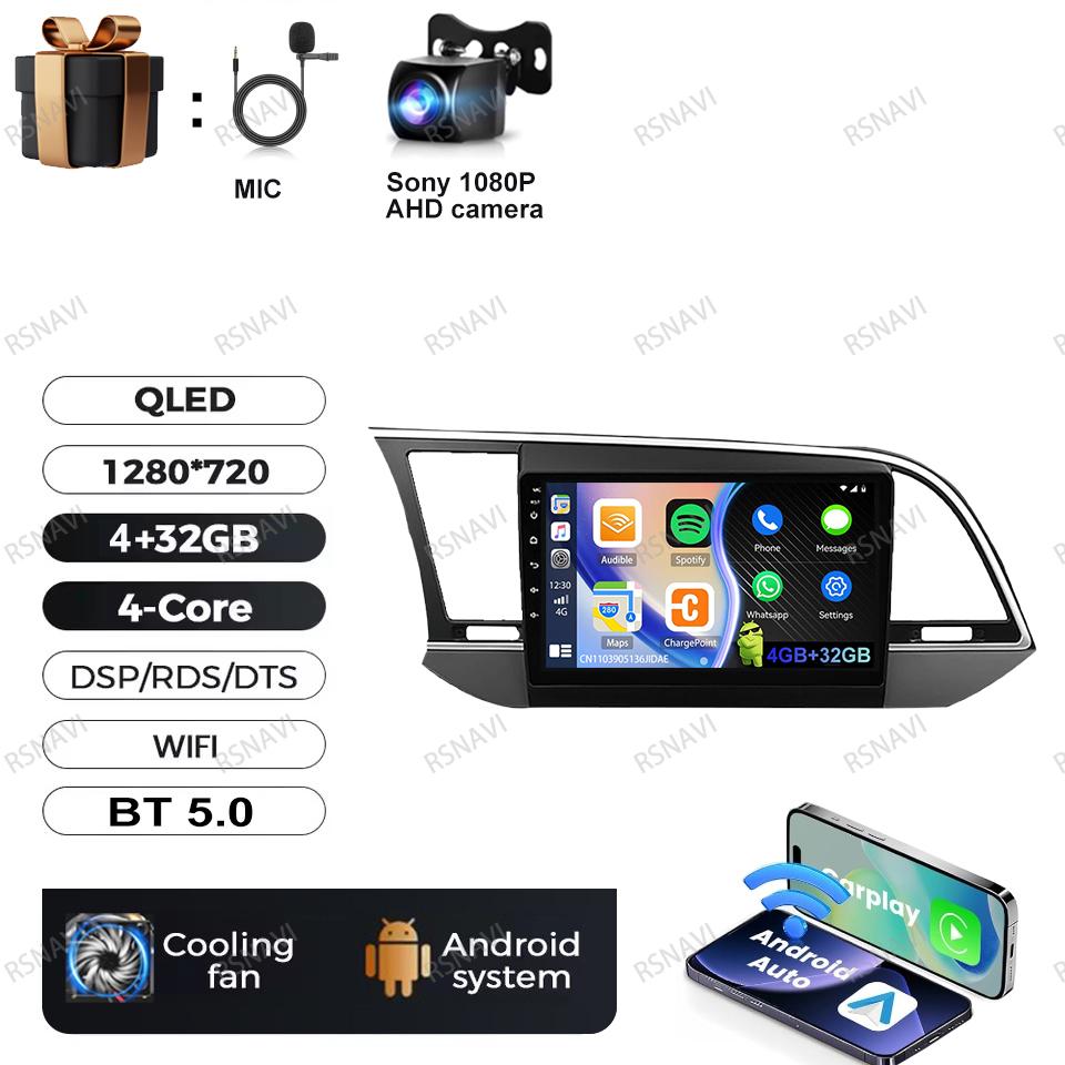 Car Radio Android 16 For Hyundai Elantra Avante AD 2015 ~ 2021 2019-2020 Stereo Qualcomm DSP BT Navigation Head Unit QLED DVD