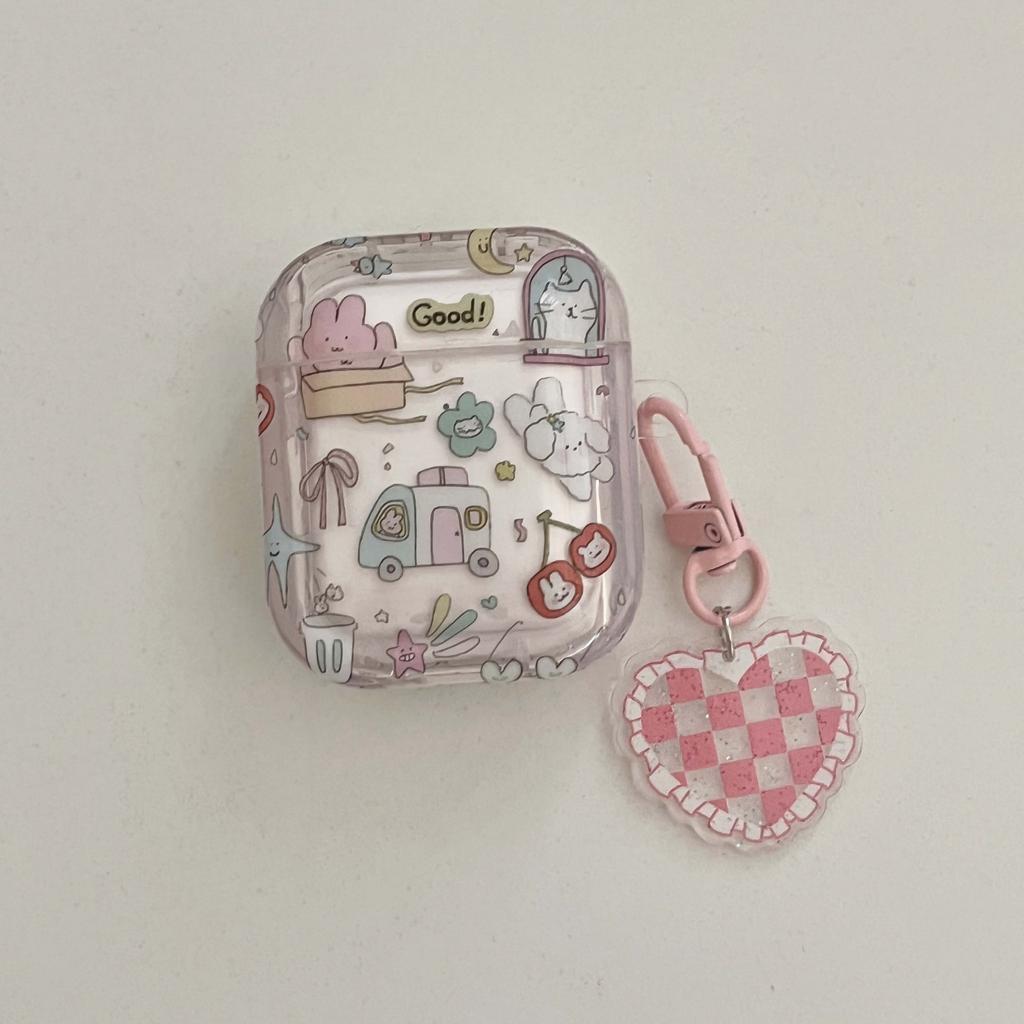 Ins Graffiti Králík Auto Hvězdy Zajíček Měsíc Imd Vlnitý Bezdrátový Bluetooth Kryt na Sluchátka Pro Apple Airpods 1 Pro 3 2 2. Nabíjecí Pouzdro