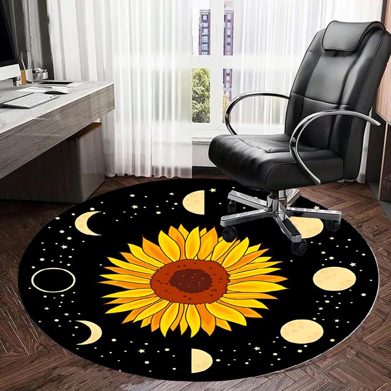 1pc Office Carpet Chair Mats Sunflower Moon Phases Night Sky Perfect for Decorating Office Chairs, Living Rooms, Or Bedrooms